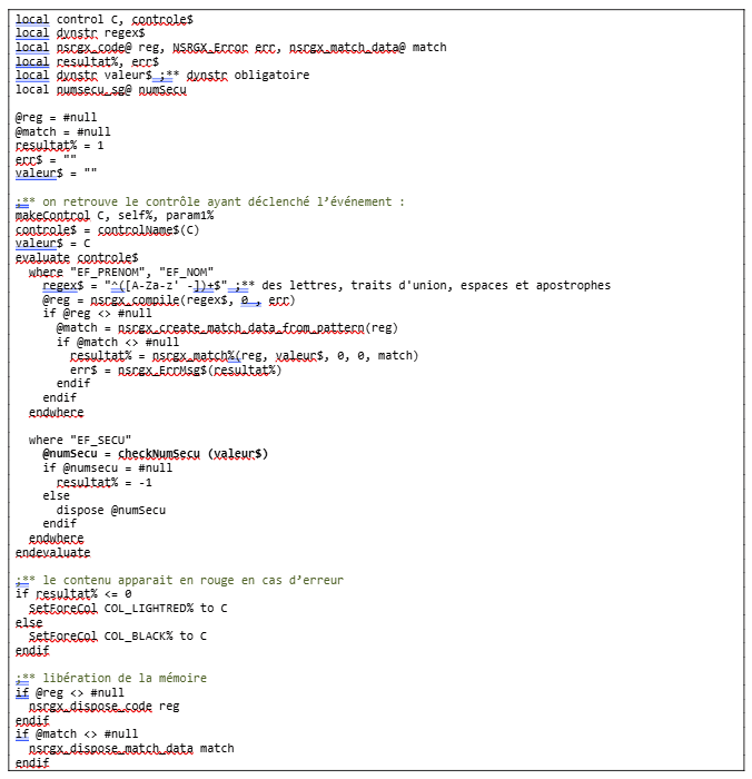 Regex : événement VERIF